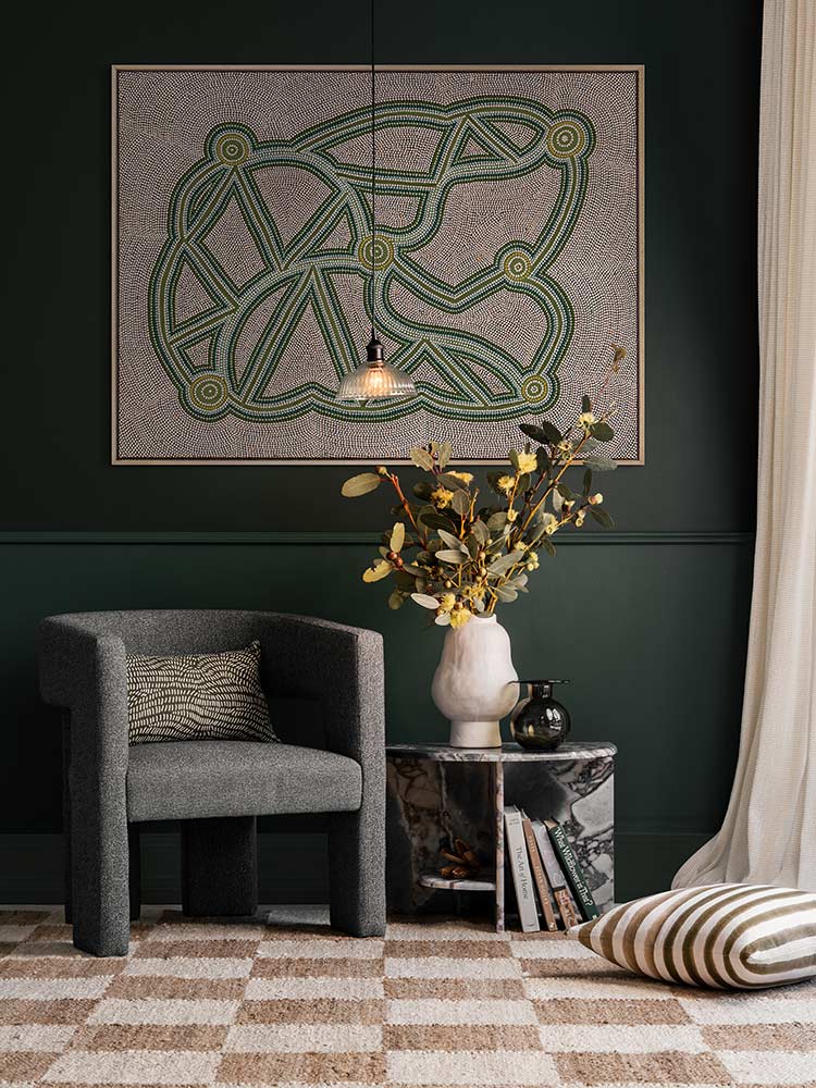 Ngapa Jukurrpa III Green Canvas Art Print | Lifestyle