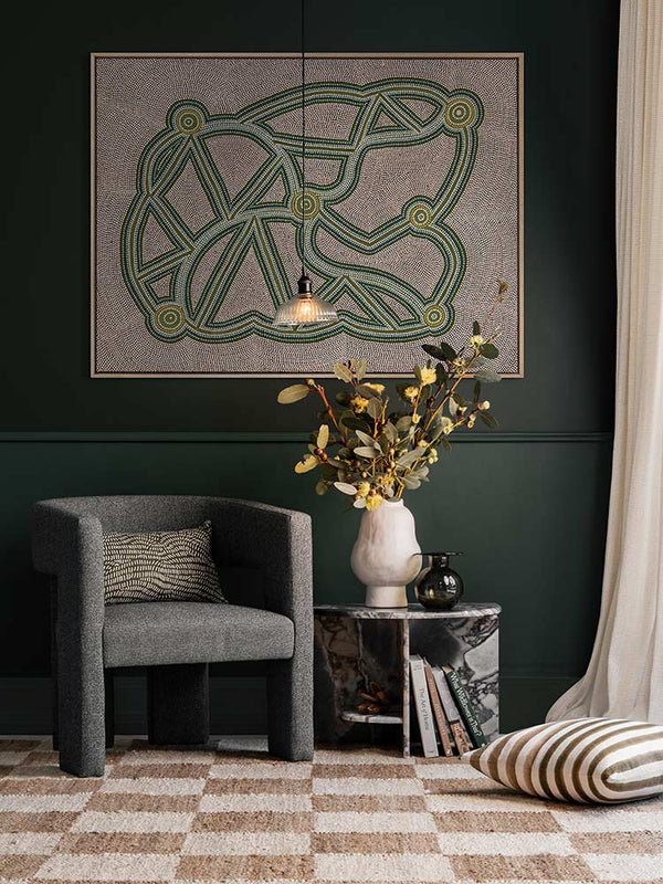 Ngapa Jukurrpa III Green Canvas Art Print | Lifestyle
