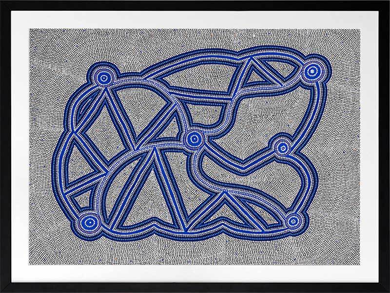 Ngapa Jukurrpa III Blue Framed Art Print