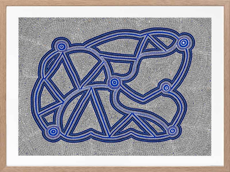 Ngapa Jukurrpa III Blue Framed Art Print