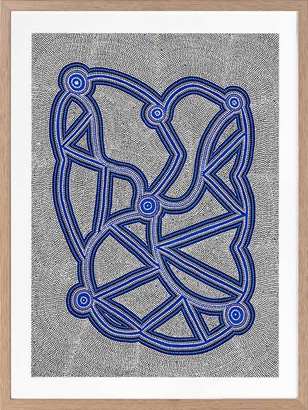 Ngapa Jukurrpa III Blue Framed Art Print