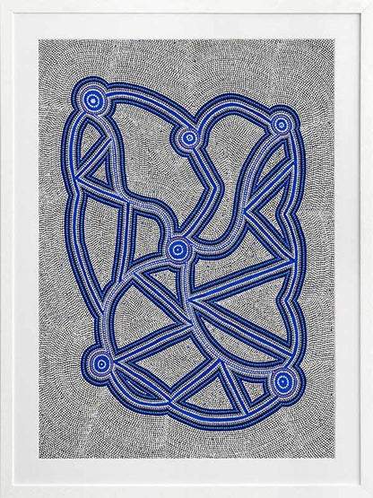 Ngapa Jukurrpa III Blue Framed Art Print