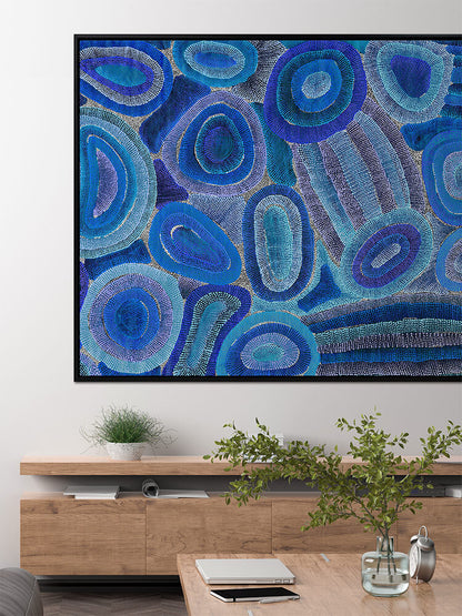 Ngapa Jukurrpa IV Blue Canvas Art Print