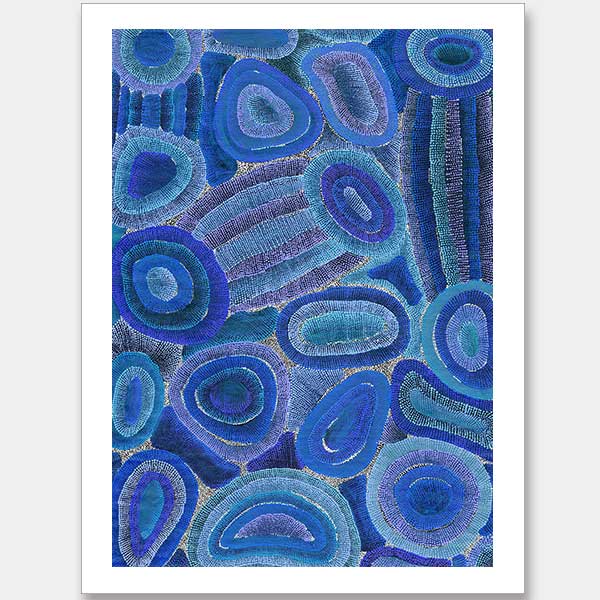Ngapa Jukurrpa IV Blue Unframed Art Print