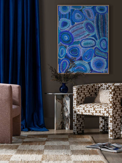 Ngapa Jukurrpa IV Blue Canvas Art Print | Lifestyle
