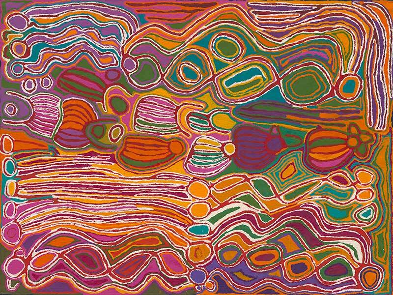 Mina Mina Jukurrpa VIII Pink Canvas Art Print