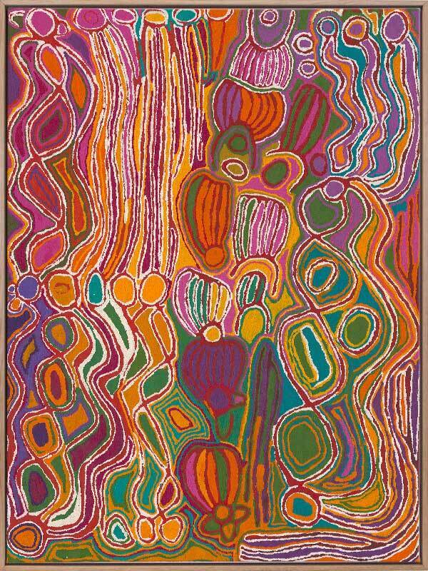 Mina Mina Jukurrpa VIII Pink Canvas Art Print