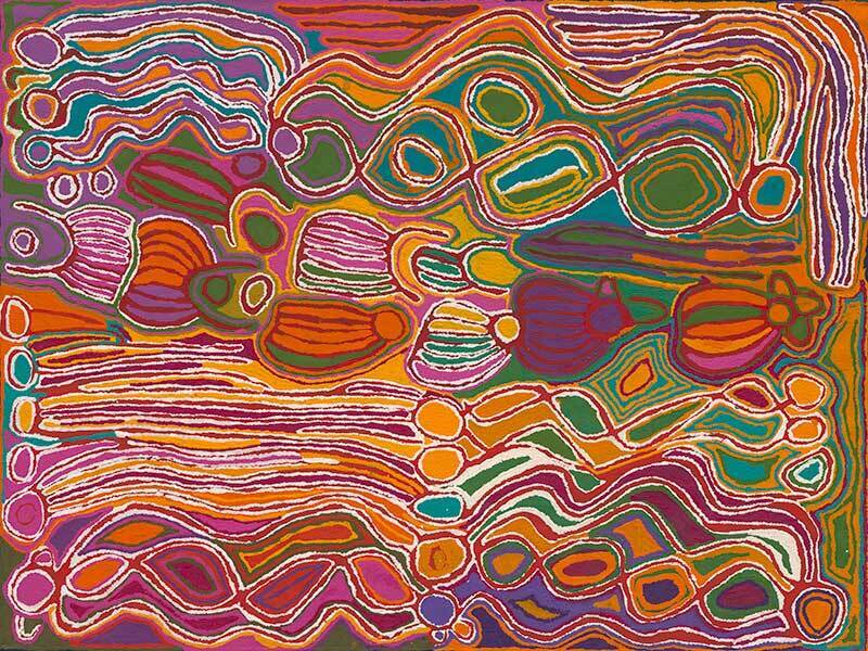 Mina Mina Jukurrpa VIII Pink Canvas Art Print