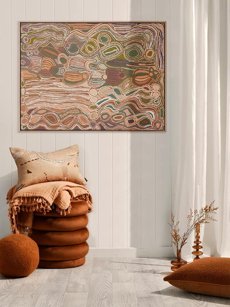 Mina Mina Jukurrpa VIII Neutral Canvas Art Print | Lifestyle