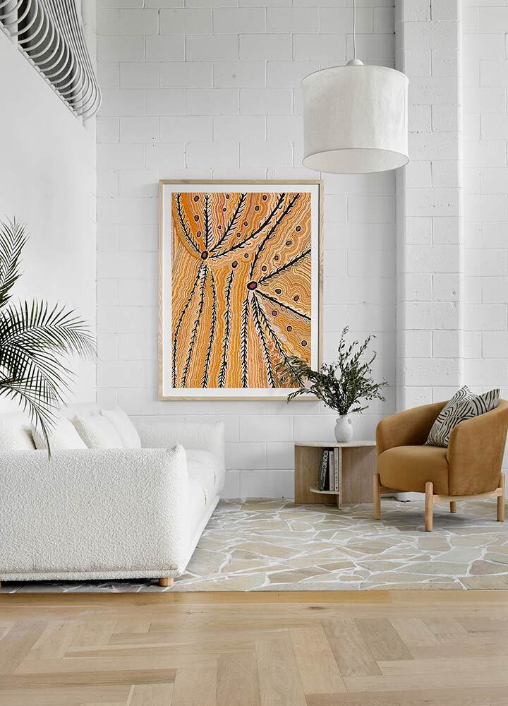 Wakirlpirri Jukurrpa Ochre Framed Art Print | Lifestyle