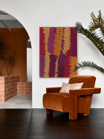 Mina Mina Jukurrpa IX Dark Pink Canvas Art Print | Lifestyle