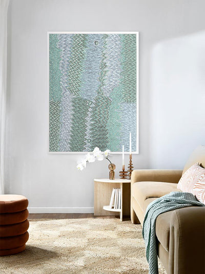 Mina Mina Jukurrpa IX Teal Canvas Art Print | Lifestyle