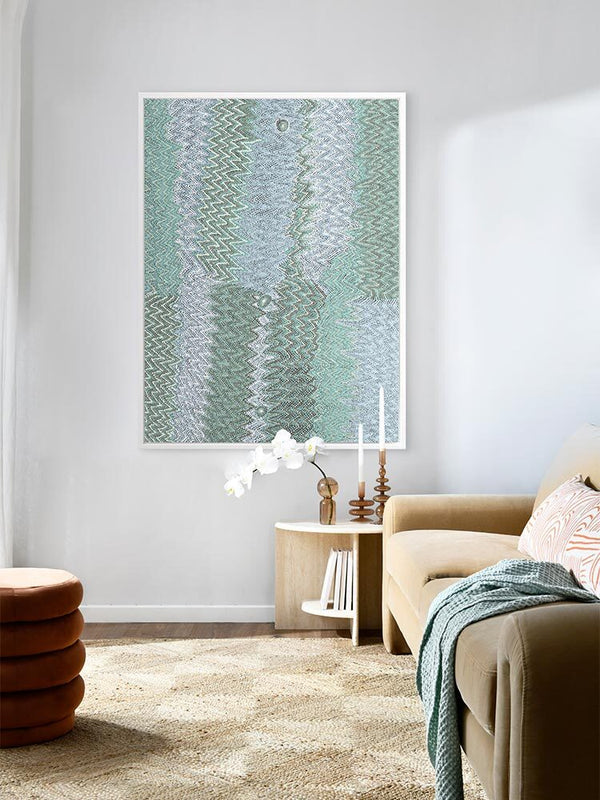 Mina Mina Jukurrpa IX Teal Canvas Art Print | Lifestyle