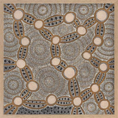 Wanakiji Jukurrpa Brown Framed Art Print