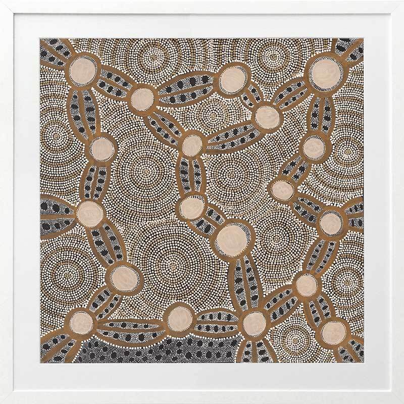 Wanakiji Jukurrpa Brown Framed Art Print