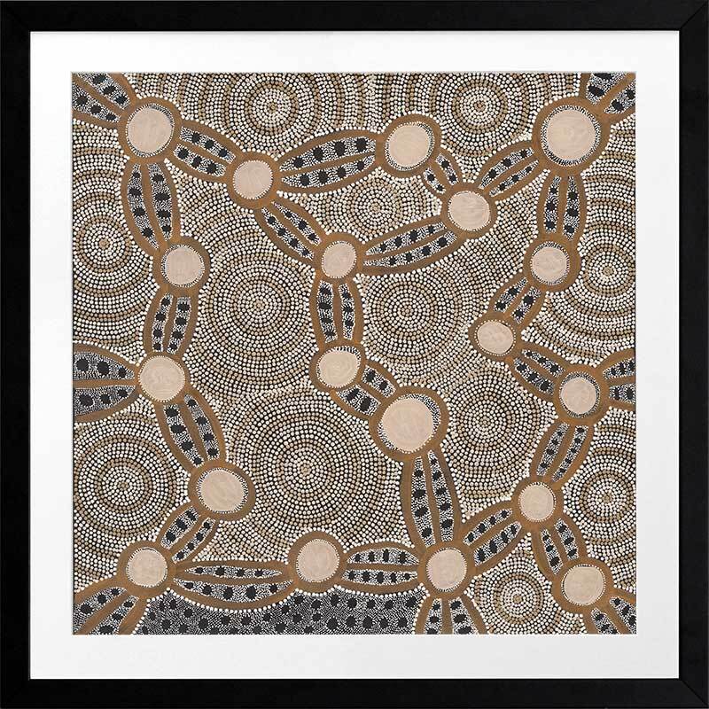 Wanakiji Jukurrpa Brown Framed Art Print