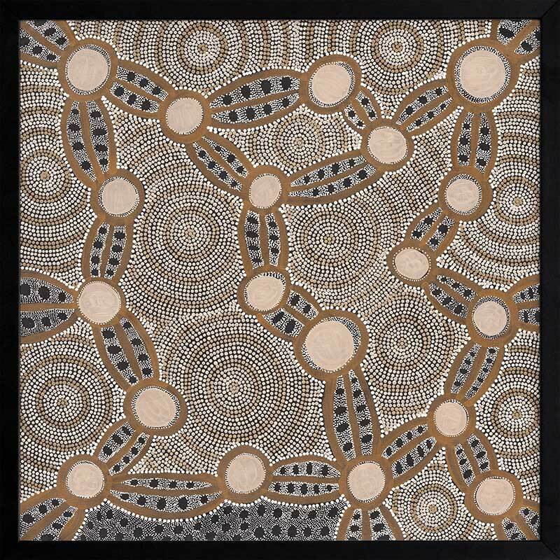 Wanakiji Jukurrpa Brown Framed Art Print