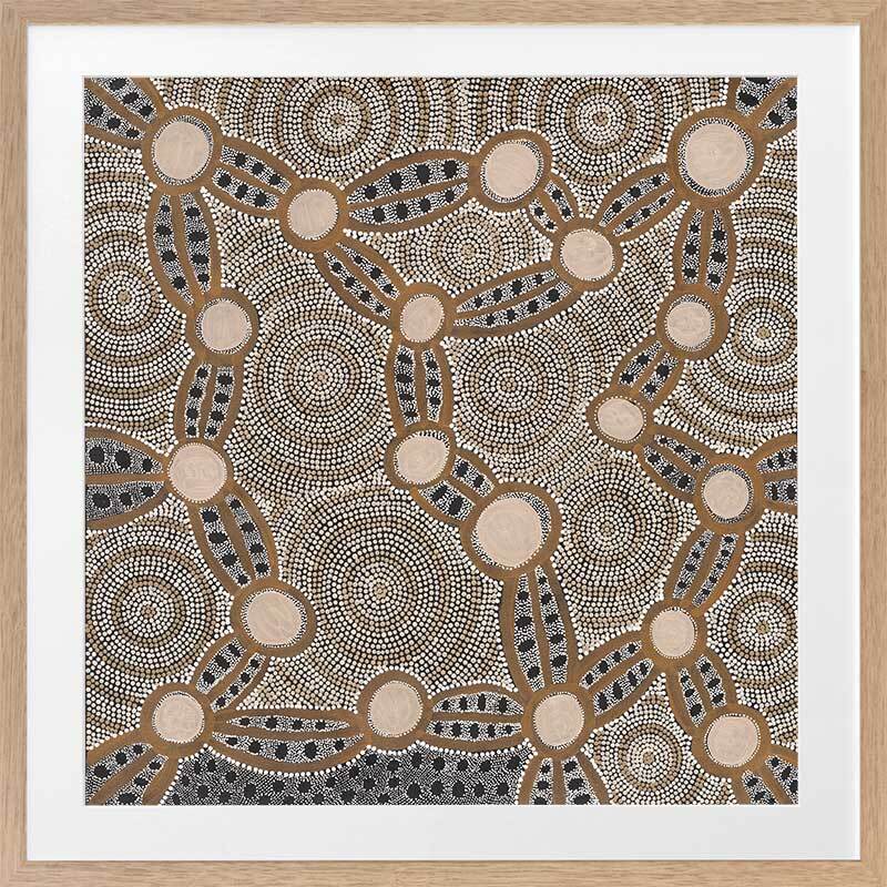 Wanakiji Jukurrpa Brown Framed Art Print