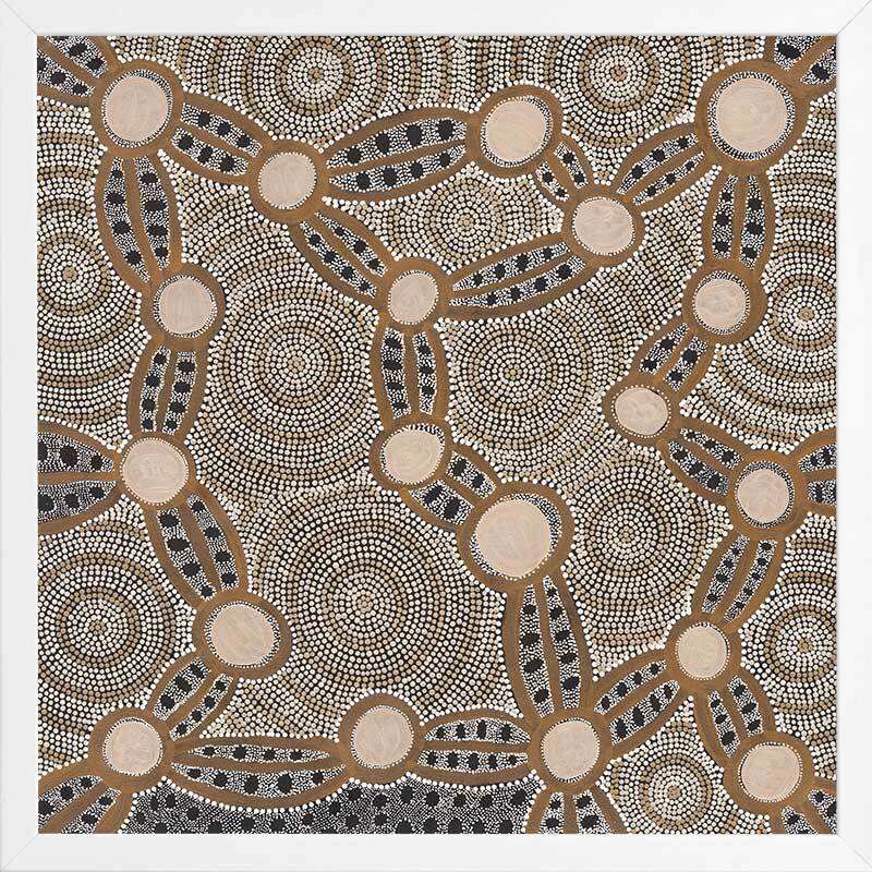 Wanakiji Jukurrpa Brown Framed Art Print