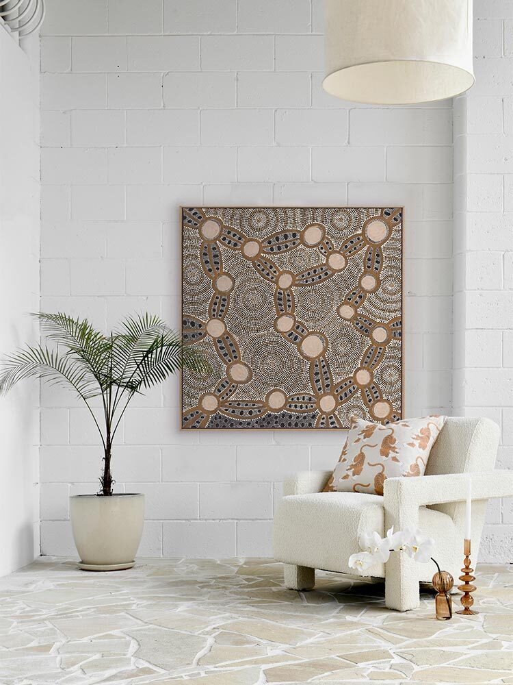 Wanakiji Jukurrpa Brown Canvas Art Print | Lifestyle