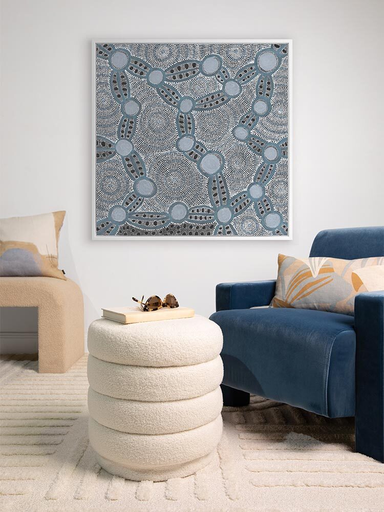 Wanakiji Jukurrpa Blue Canvas Art Print