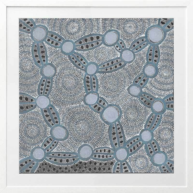 Wanakiji Jukurrpa Blue Framed Art Print