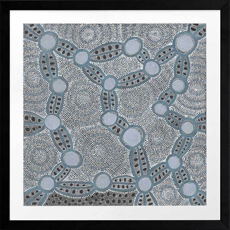 Wanakiji Jukurrpa Blue Framed Art Print