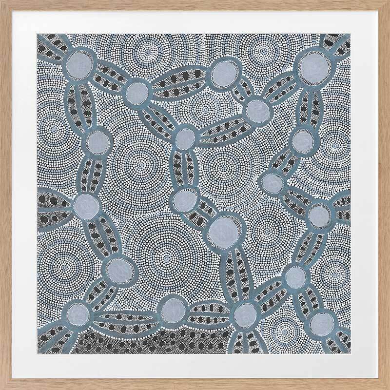 Wanakiji Jukurrpa Blue Framed Art Print