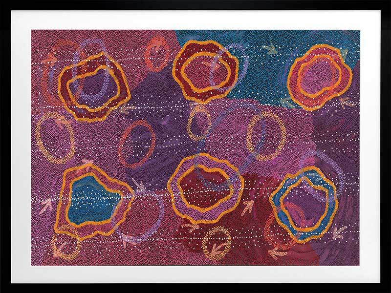 Yankirri Jukurrpa III Dark Pink Framed Art Print