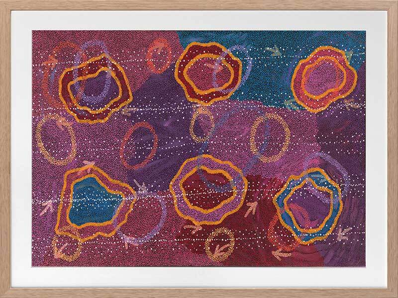 Yankirri Jukurrpa III Dark Pink Framed Art Print