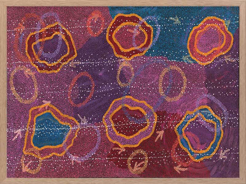 Yankirri Jukurrpa III Dark Pink Framed Art Print