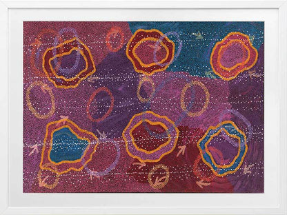 Yankirri Jukurrpa III Dark Pink Framed Art Print