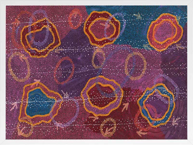 Yankirri Jukurrpa III Dark Pink Framed Art Print