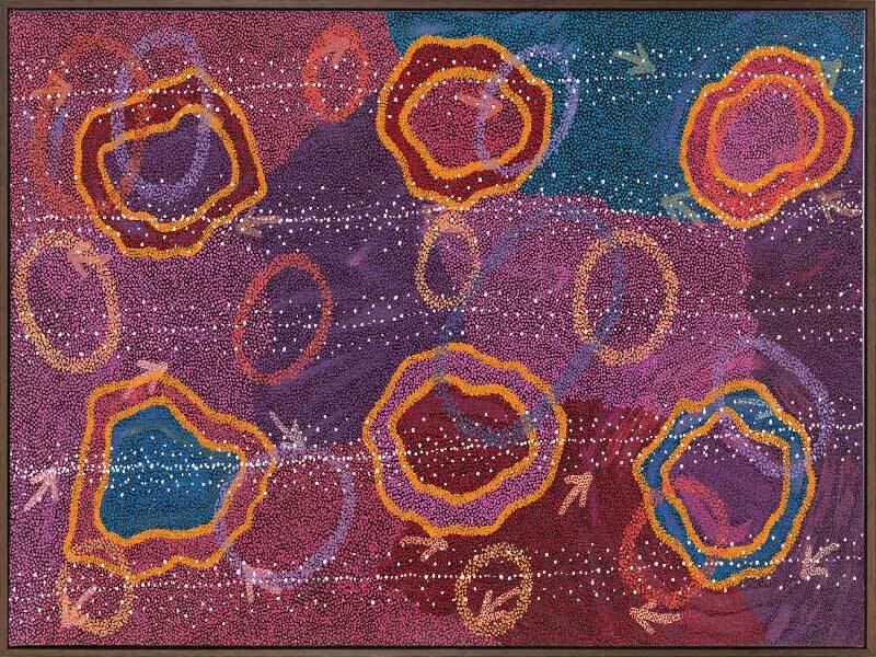 Yankirri Jukurrpa III Dark Pink Canvas Art Print