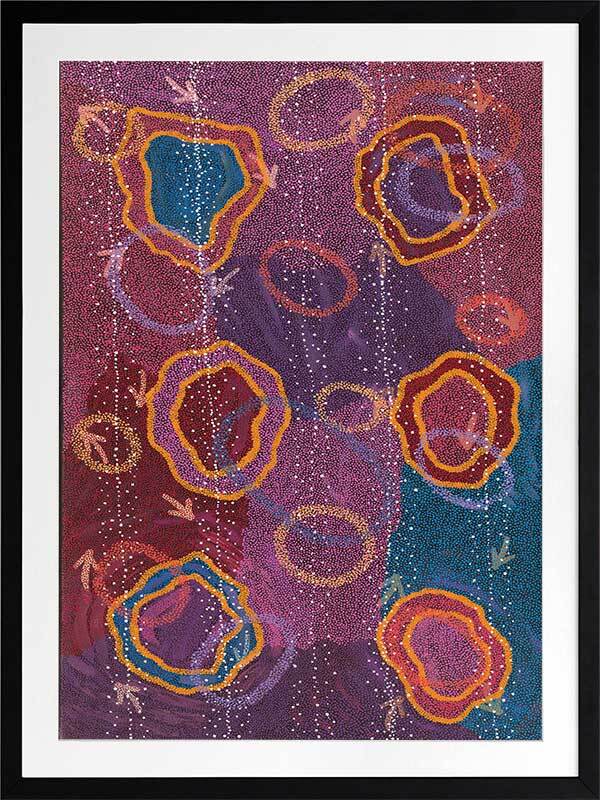 Yankirri Jukurrpa III Dark Pink Framed Art Print