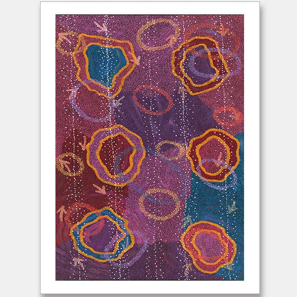 Yankirri Jukurrpa III Dark Pink Unframed Art Print