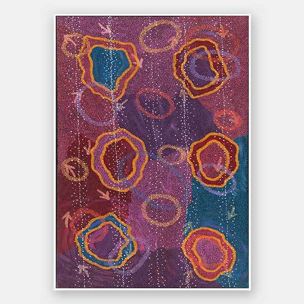 Yankirri Jukurrpa III Dark Pink Unframed Art Print