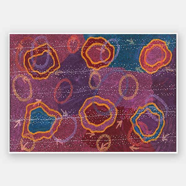 Yankirri Jukurrpa III Dark Pink Unframed Art Print