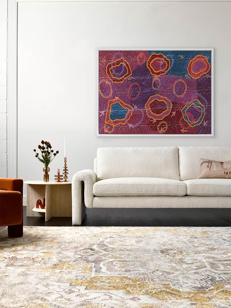 Yankirri Jukurrpa III Dark Pink Canvas Art Print | Lifestyle