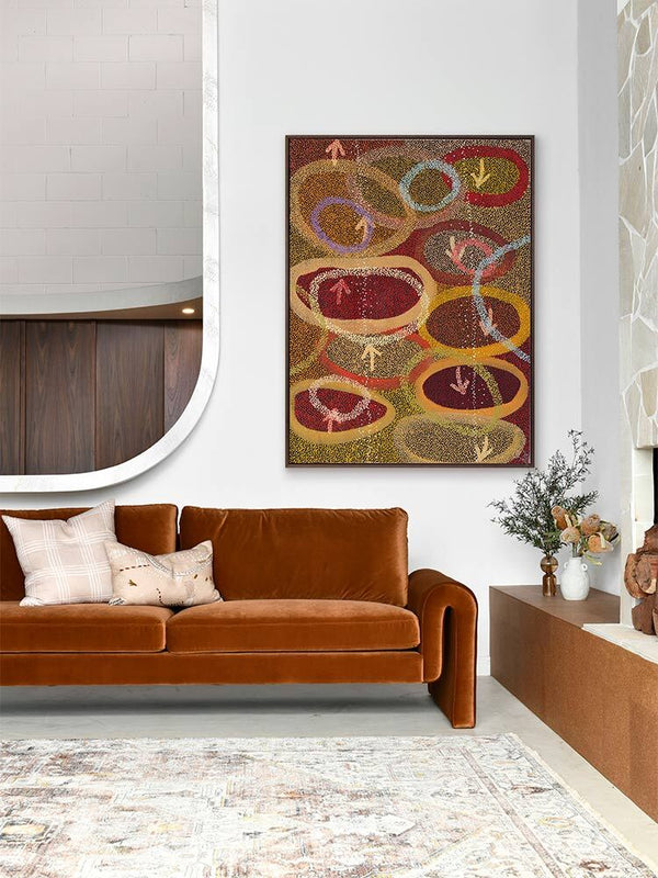 Yankirri Jukurrpa IV Red Canvas Art Print | Lifestyle