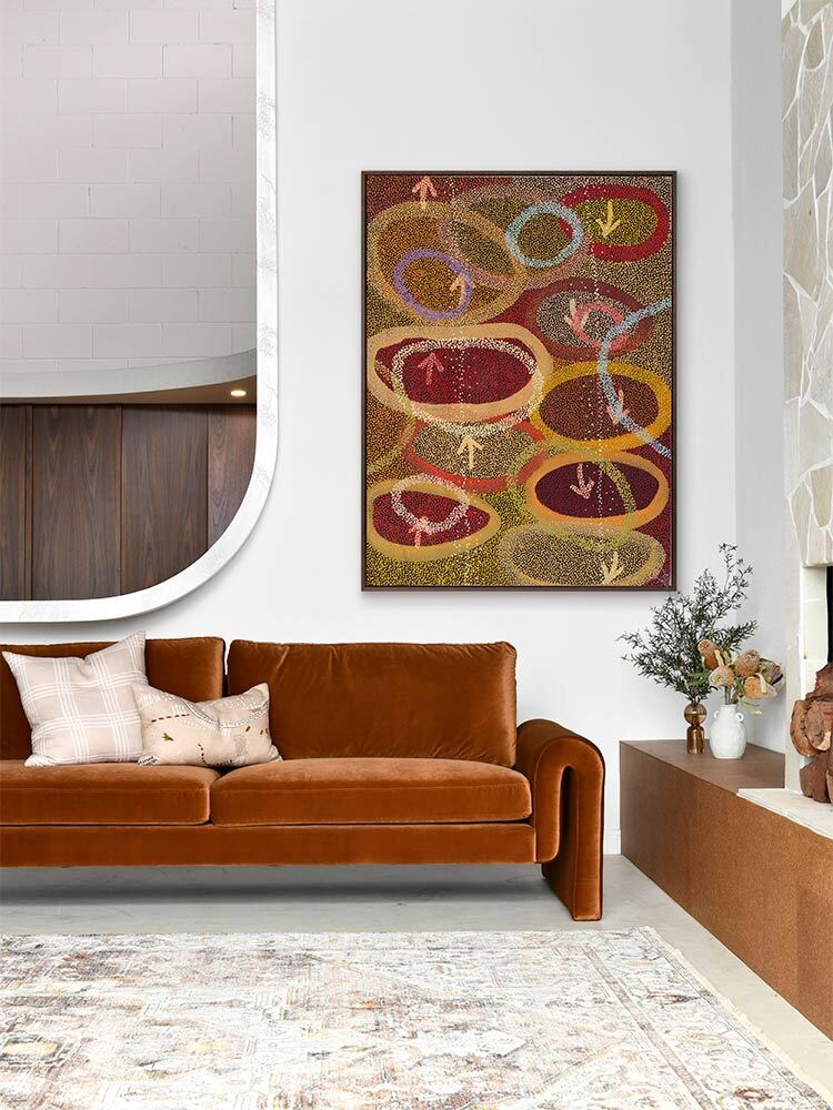 Yankirri Jukurrpa IV Red Canvas Art Print | Lifestyle