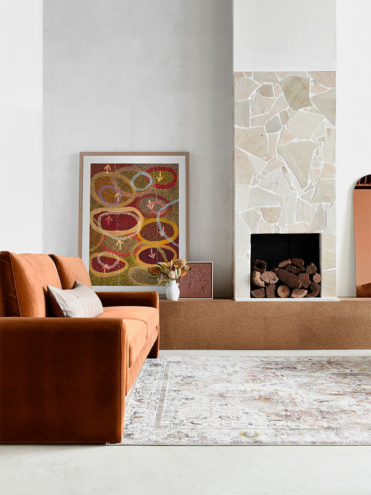 Yankirri Jukurrpa IV Red Framed Art Print | Lifestyle