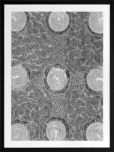 Pikilyi Jukurrpa Grey Framed Art Print