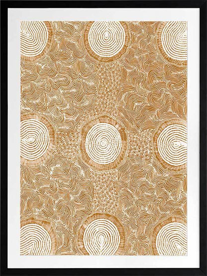 Pikilyi Jukurrpa Mustard Framed Art Print