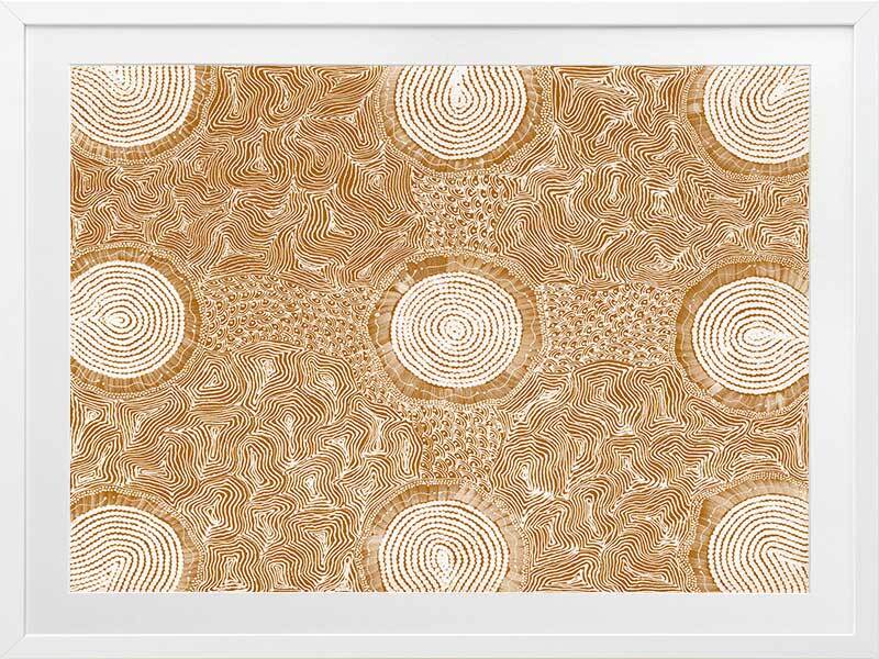 Pikilyi Jukurrpa Mustard Framed Art Print