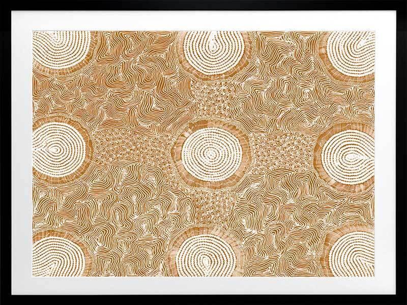 Pikilyi Jukurrpa Mustard Framed Art Print