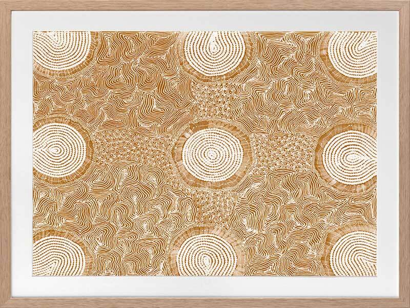 Pikilyi Jukurrpa Mustard Framed Art Print