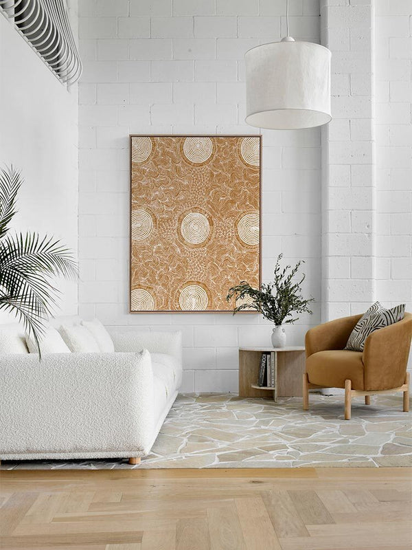 Pikilyi Jukurrpa Mustard Canvas Art Print | Lifestyle