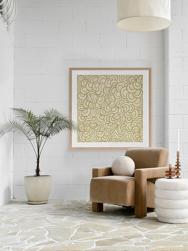 Lukarrara Jukurrpa Gold Framed Art Print