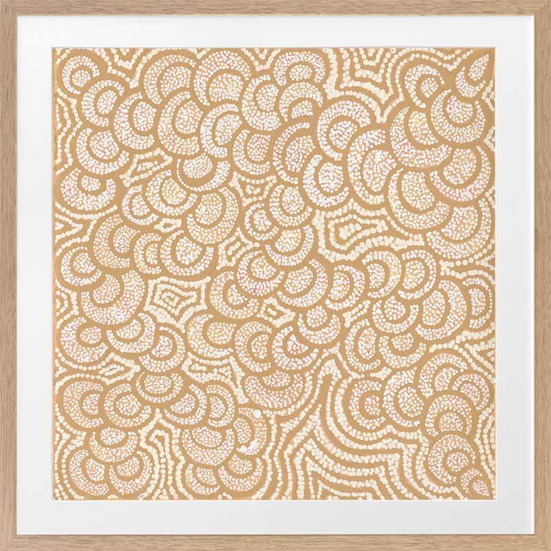 Lukarrara Jukurrpa Mustard Framed Art Print